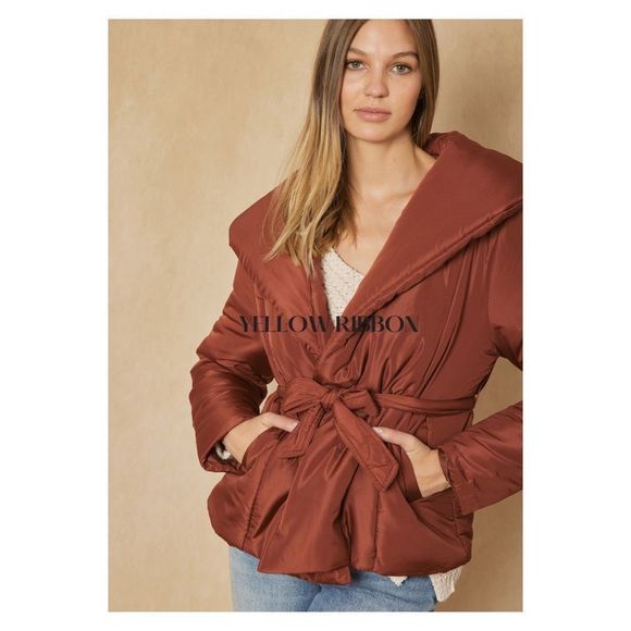 🆕 Button Down Jacket w/ Self-Tie Waist Closure - Picture 2 of 4